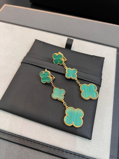 [Kismet Jewels ]CLOVER MALACHITE 3 MOTIFS GOLD