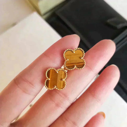 [Kismet Jewels ]CLOVER MEDIUM 1 MOTIFS TIGER EYE EARRINGS