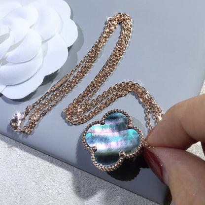 [Kismet Jewels ]CLOVER 25MM GOLD DARK MOP BIG CLOVER NECKLACE