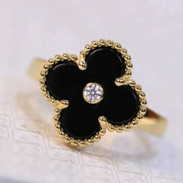 [Kismet Jewels ]CLOVER ONYX RING GOLD DIAMOND