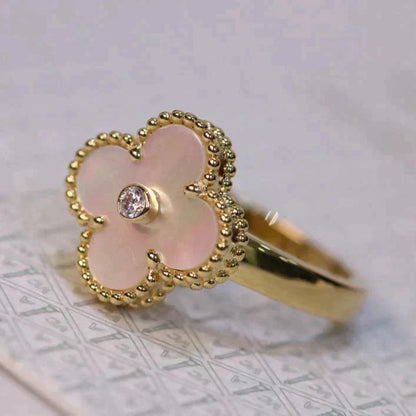 [Kismet Jewels ]CLOVER PINK MOP RING GOLD DIAMOND