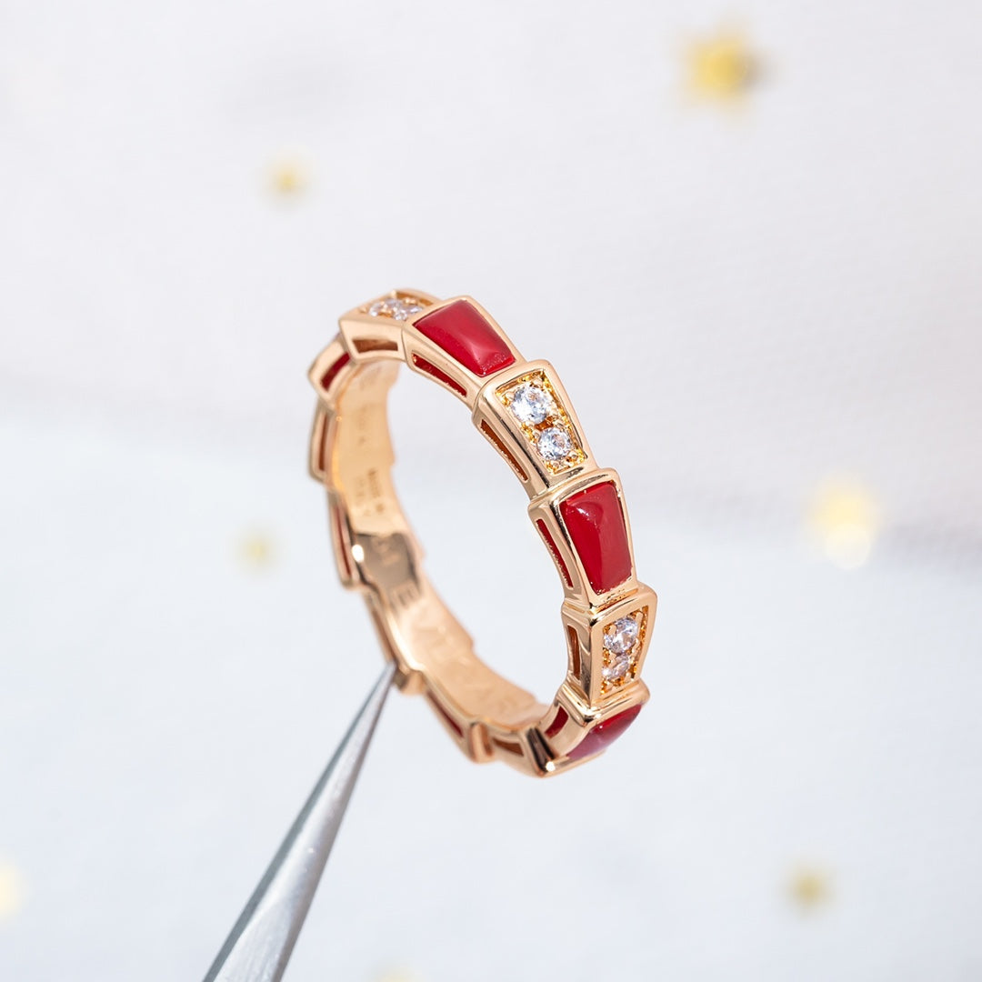 [Kismet Jewels ]SERPENTI RING PINK GOLD CARNELIAN DIAMOND 3MM