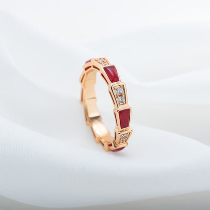 [Kismet Jewels ]SERPENTI RING PINK GOLD CARNELIAN DIAMOND 3MM