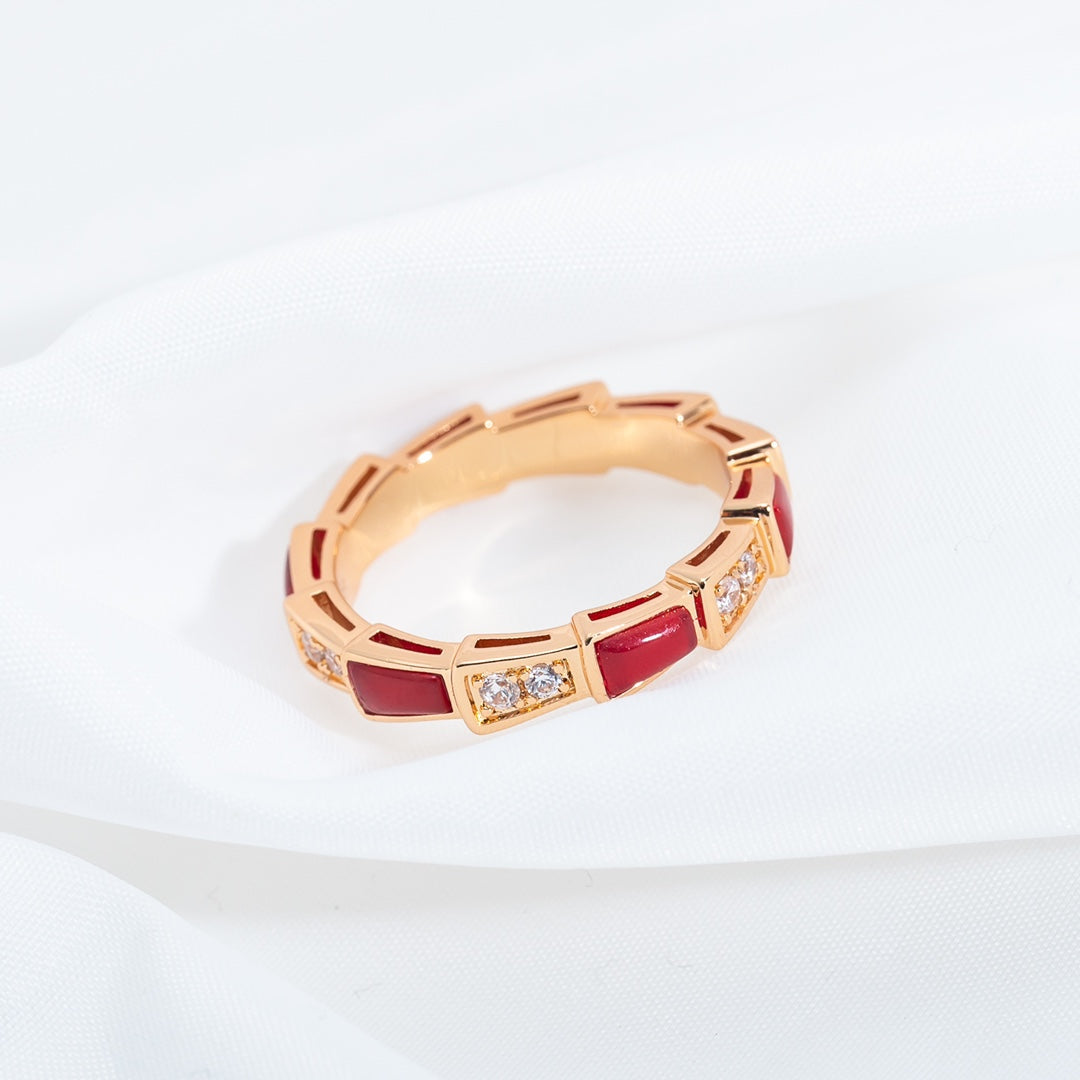 [Kismet Jewels ]SERPENTI RING PINK GOLD CARNELIAN DIAMOND 3MM