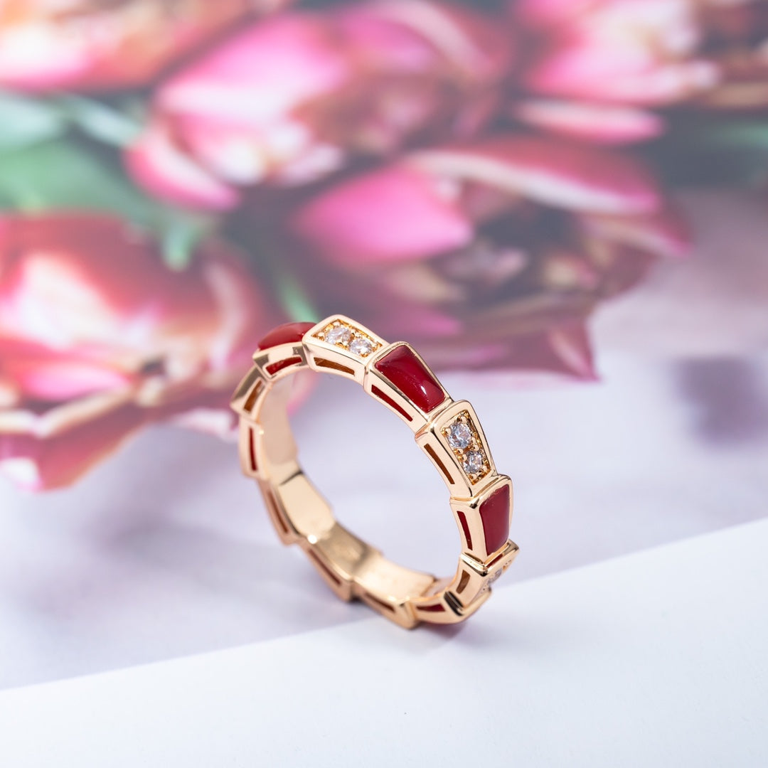 [Kismet Jewels ]SERPENTI RING PINK GOLD CARNELIAN DIAMOND 3MM