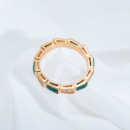 [Kismet Jewels ]SERPENTI RING PINK GOLD MALACHITE DIAMOND 3MM