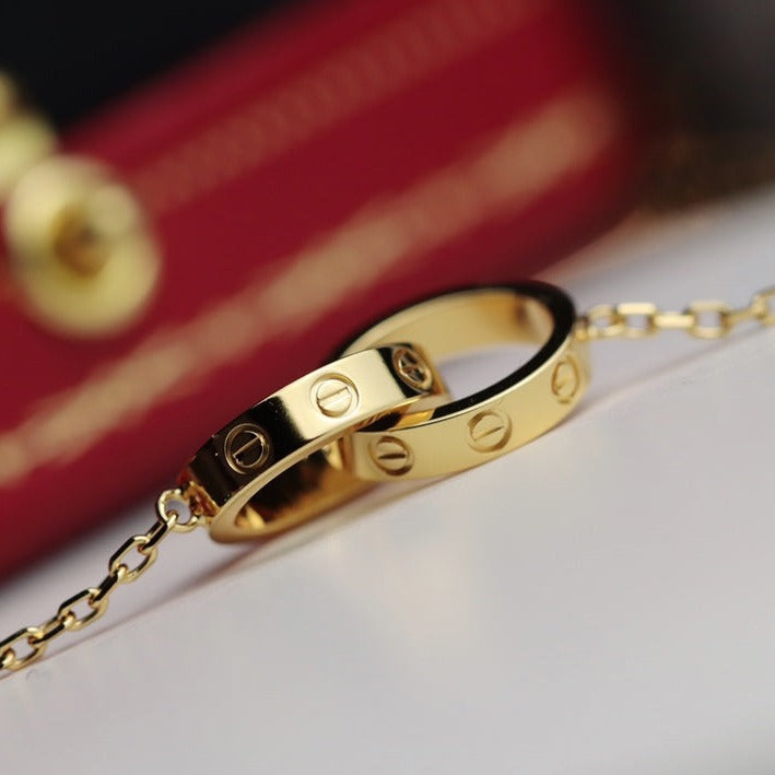 [Kismet Jewels ]LOVE NECKLACE DOUBLE RING GOLD
