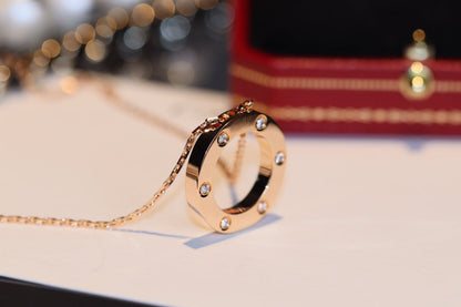 [Kismet Jewels ]LOVE NECKLACE 16MM 6 DIAMONDS PINK GOLD