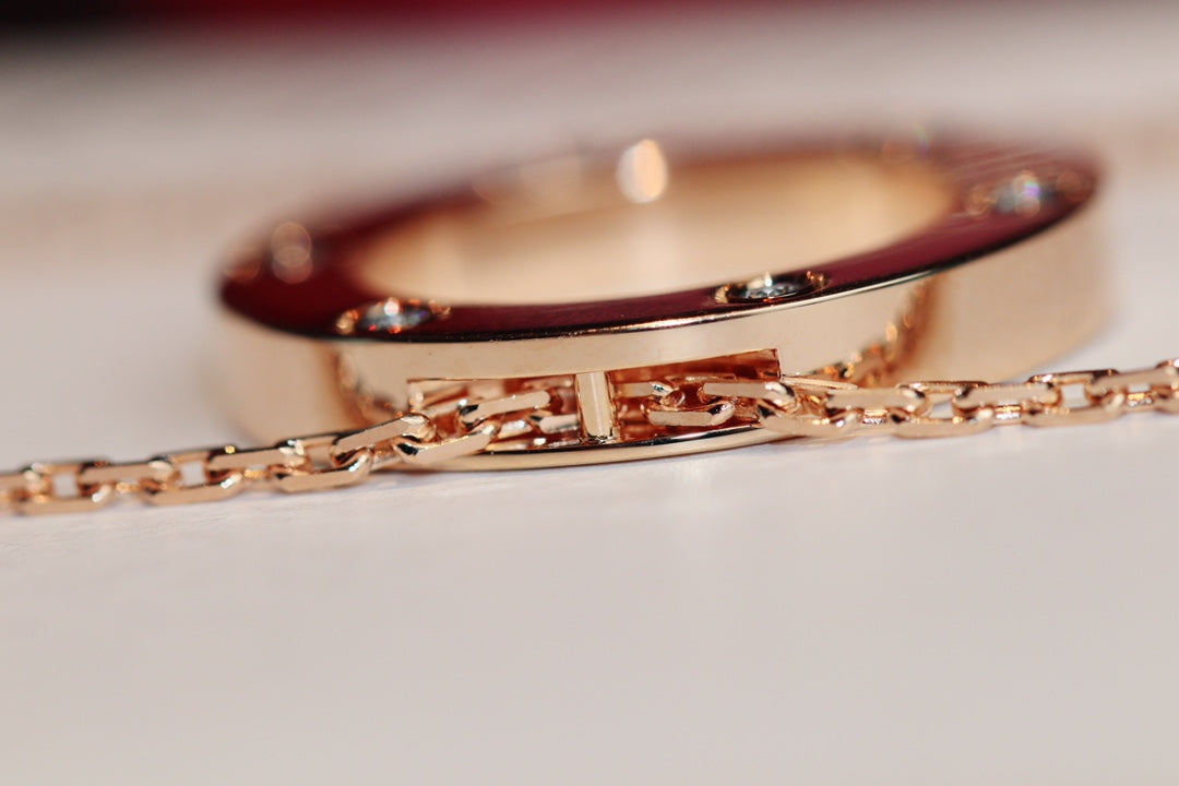 [Kismet Jewels ]LOVE NECKLACE 16MM 6 DIAMONDS PINK GOLD