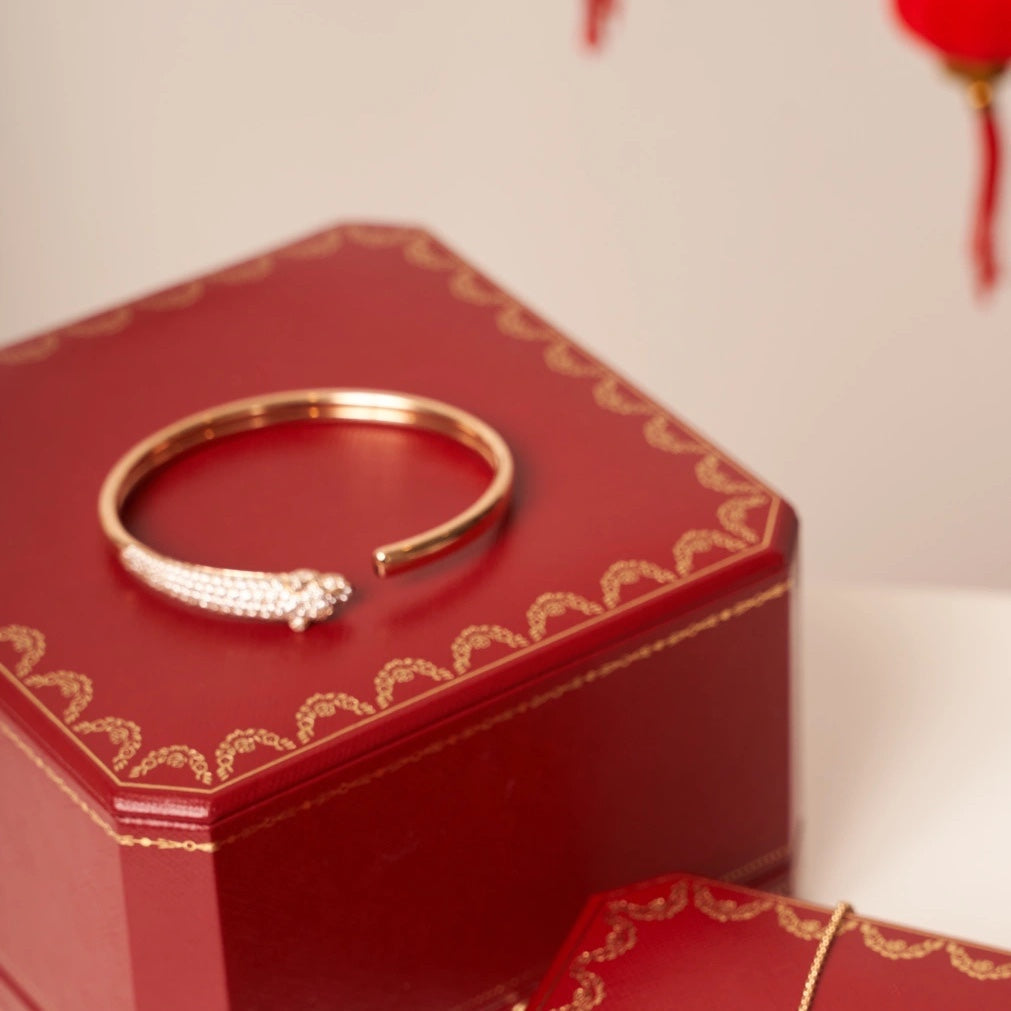 [Kismet Jewels ]PANTHERE ROSE GOLD DIAMOND OPEN BRACELET
