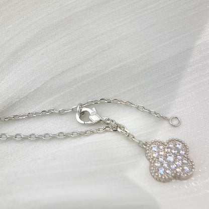 [Kismet Jewels ]CLOVER 5 MOTIFS SILVER DIAMONDS NECKLACE