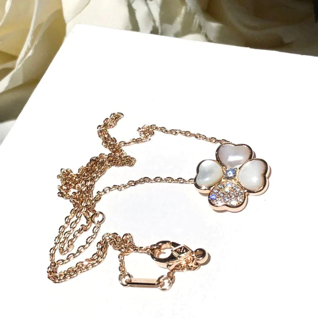 [Kismet Jewels ]CLOVER MOP DIAMOND ROSE GOLD NECKLACE