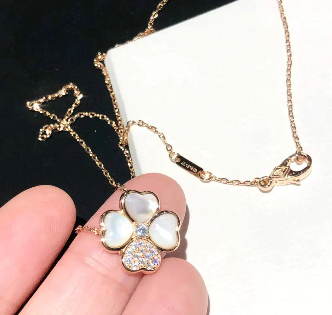 [Kismet Jewels ]CLOVER MOP DIAMOND ROSE GOLD NECKLACE