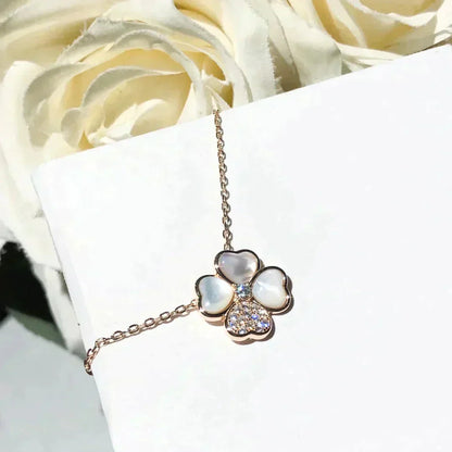 [Kismet Jewels ]CLOVER MOP DIAMOND ROSE GOLD NECKLACE