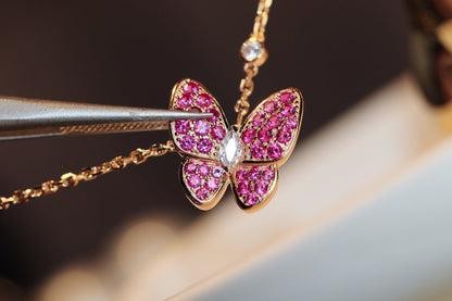 [Kismet Jewels ]BUTTERFLY RED DIAMOND ROSE GOLD NECKLACE