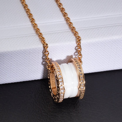 [Kismet Jewels ]ZERO 1 WHITE CERAMIC PINK GOLD DIAMOND NECKLACE