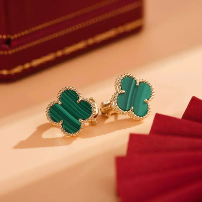 [Kismet Jewels ]CLOVER MEDIUM 1 MOTIFS MALACHITE  EARRINGS