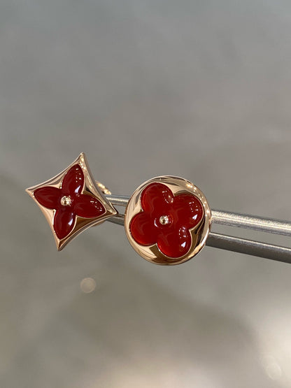 [Kismet Jewels ]STAR AND SUN PINK GOLD CARNELIAN STUD EARRINGS
