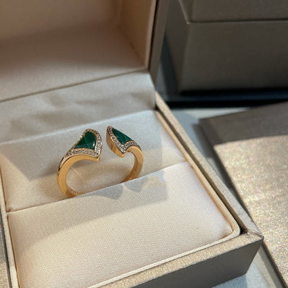 [Kismet Jewels ]DREAM MALACHITE DIAMOND OPEN RING