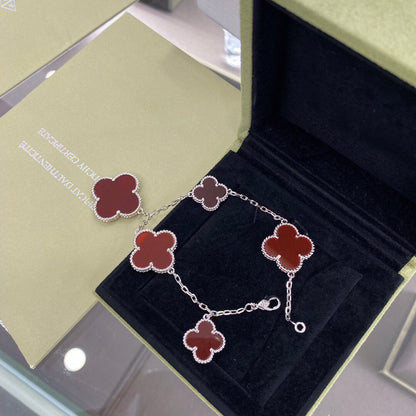 [Kismet Jewels ]CLOVER 5 MOTIFS SIVLER CARNELIAN BRACELET