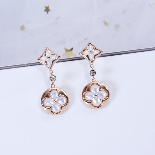 [Kismet Jewels ]STAR AND SUN PINK GOLD MOP DROP EARRINGS
