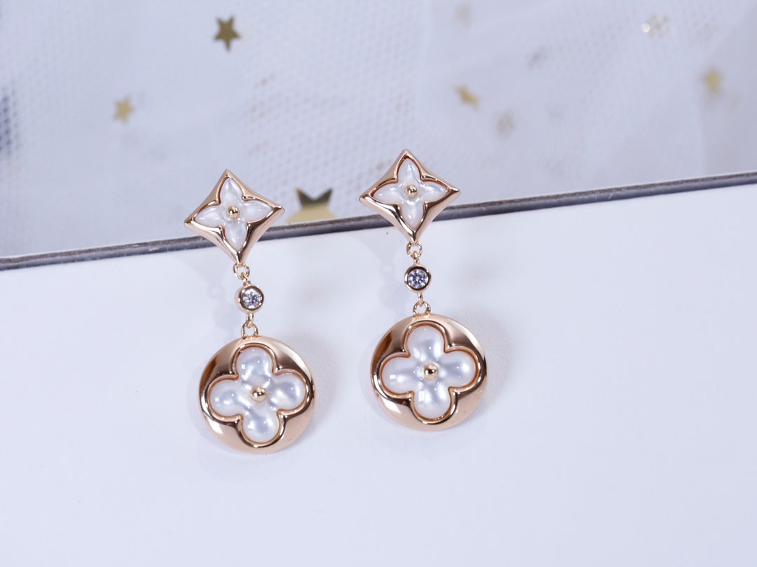 [Kismet Jewels ]STAR AND SUN PINK GOLD MOP DROP EARRINGS