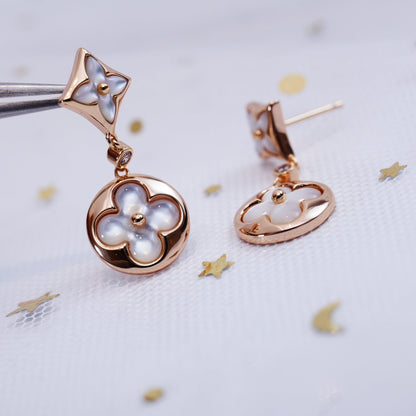 [Kismet Jewels ]STAR AND SUN PINK GOLD MOP DROP EARRINGS
