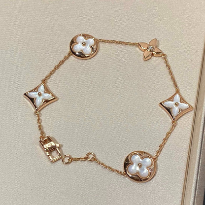 [Kismet Jewels ]STAR AND SUN 5 MOTIF MOP PINK GOLD BRACELET
