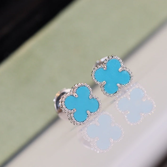 [Kismet Jewels ]CLOVER MINI TURQUOISE SILVER STUD EARRINGS