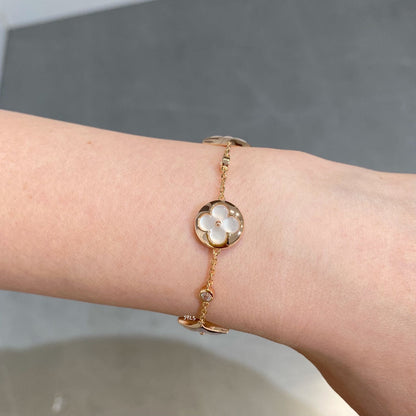 [Kismet Jewels ]STAR AND SUN 4 MOTIF WHITE MOP PINK GOLD BRACELET