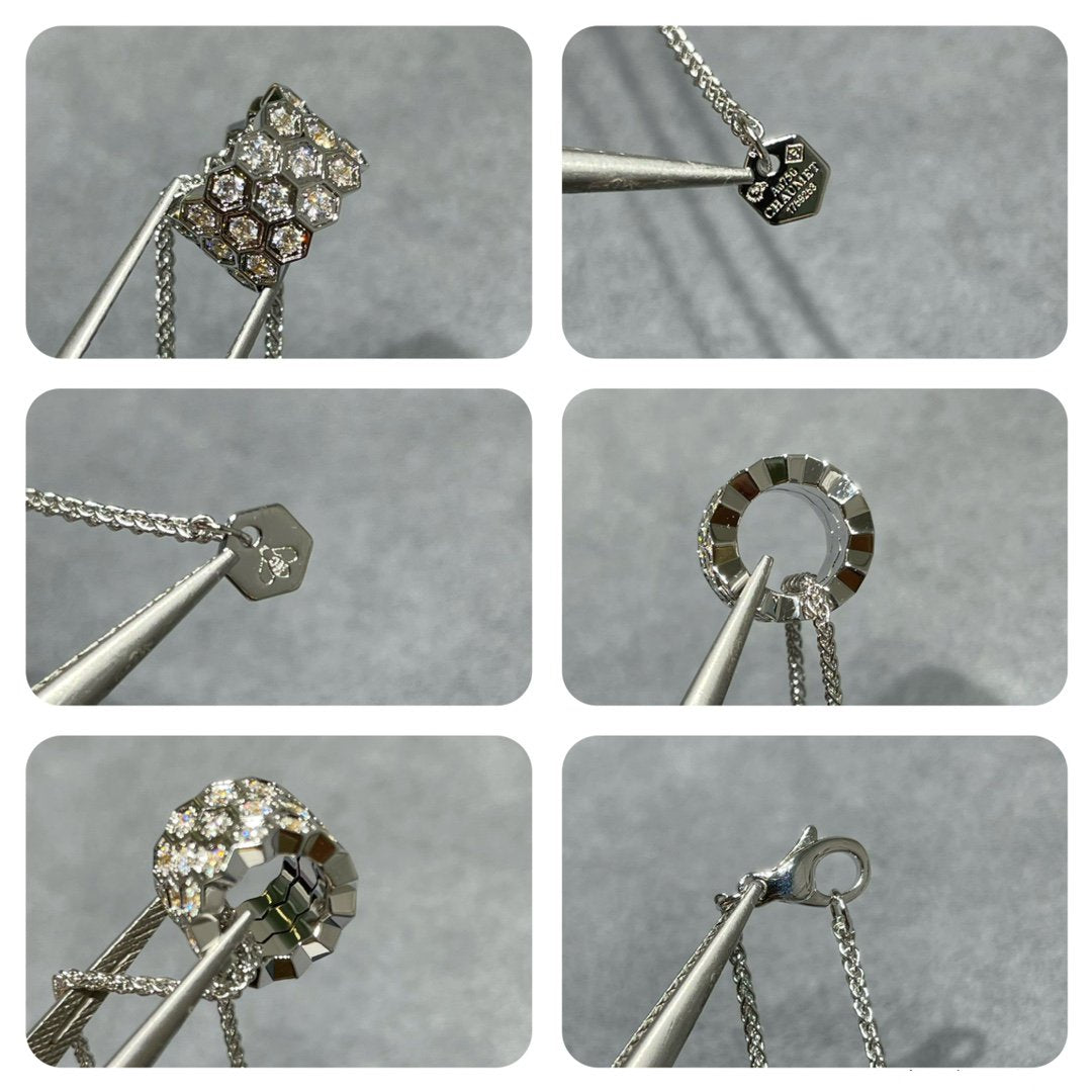 [Kismet Jewels ]BEE LOVE DIAMOND PAVED 3 ROW NECKLACE