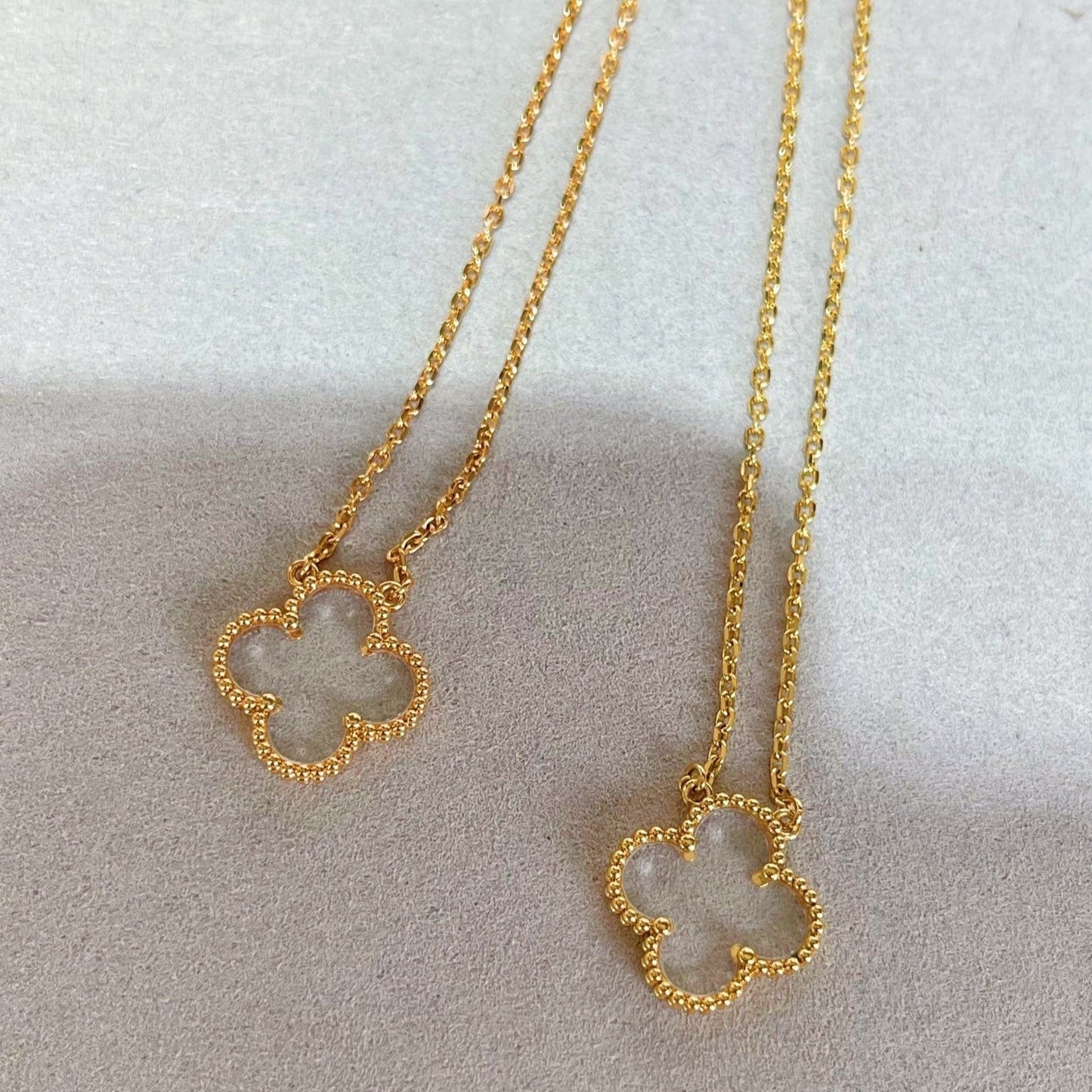 [Kismet Jewels ]CLOVER ROCK CRYSTAL ROSE GOLD NECKLACE
