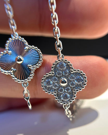 [Kismet Jewels ]CLOVER 5 MOTIF SILVER DIAMOND BRACELET