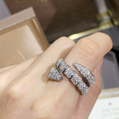 [Kismet Jewels ]SERPENTI DOUBLE RING SILVER DIAMOND PAVED