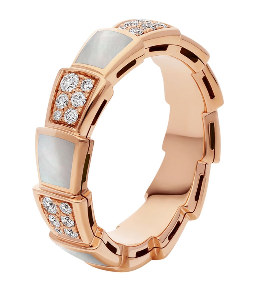[Kismet Jewels ]SERPENTI RING PINK GOLD MOP DIAMOND PAVED 4MM