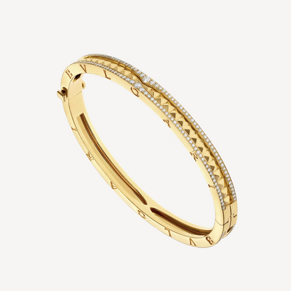 [Kismet Jewels ]ZERO 1 SPIRAL AND PAVED DIAMOND GOLD BRACELET