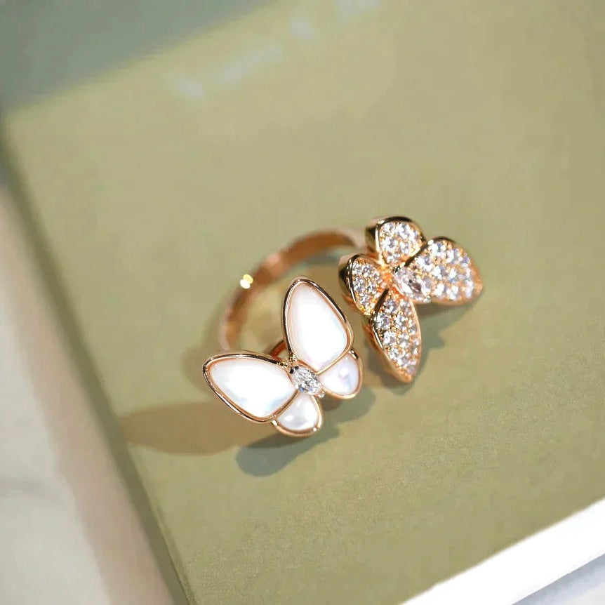 [Kismet Jewels ]TWIN BUTTERFLY DIAMOND MOP RING