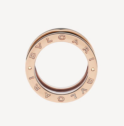 [Kismet Jewels ]ZERO 1 TWO-BAND WITH MATTE BLACK CERAMIC PINK GOLD RING