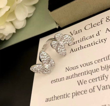 [Kismet Jewels ]TWIN SILVER BUTTERFLY DIAMOND RING