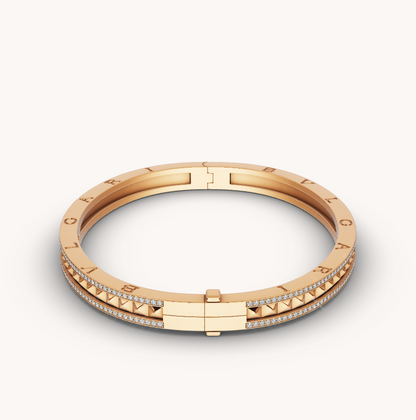 [Kismet Jewels ]ZERO 1 SPIRAL AND PAVED DIAMOND GOLD BRACELET