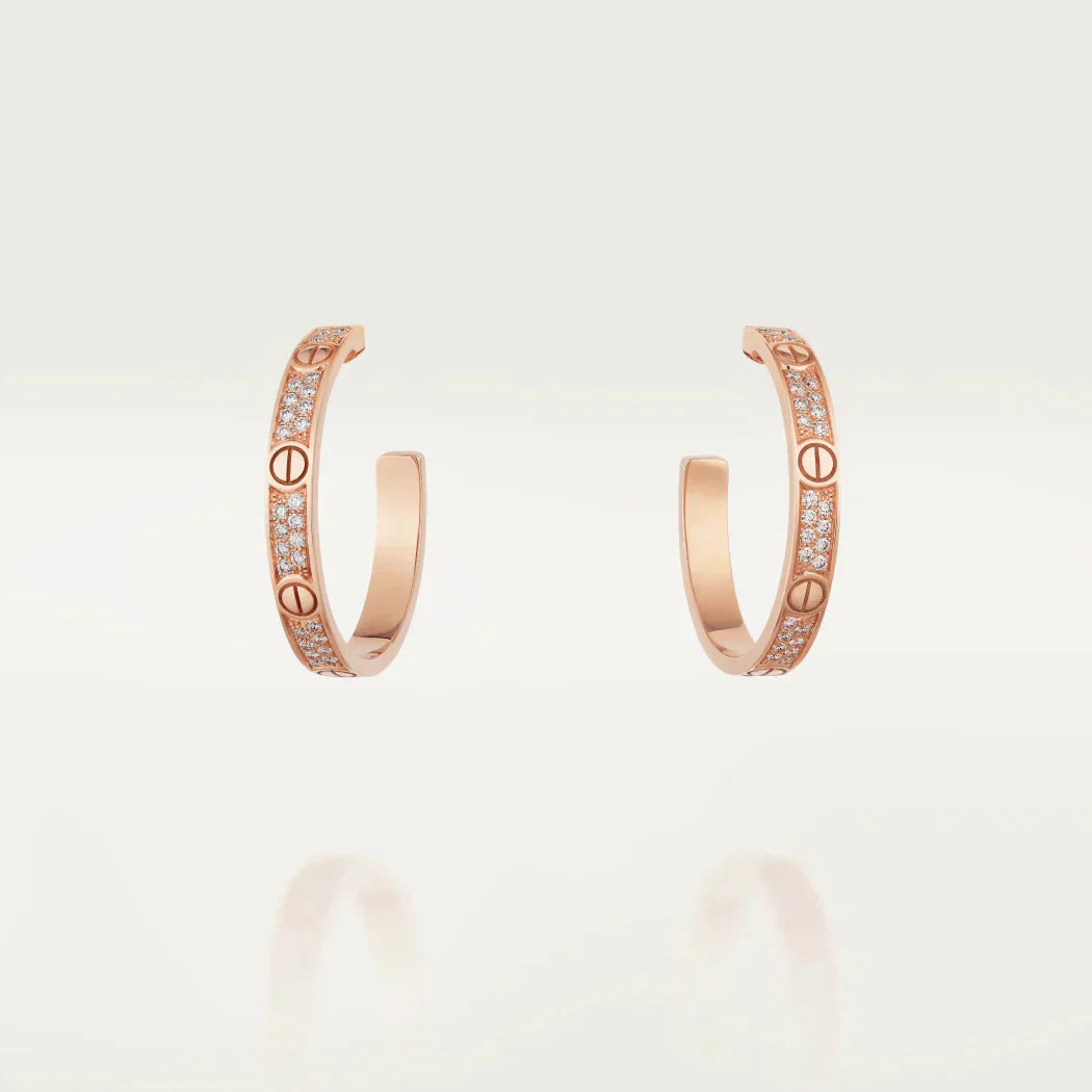 [Kismet Jewels ]LOVE DIAMOND PINK GOLD HOOP EARRINGS