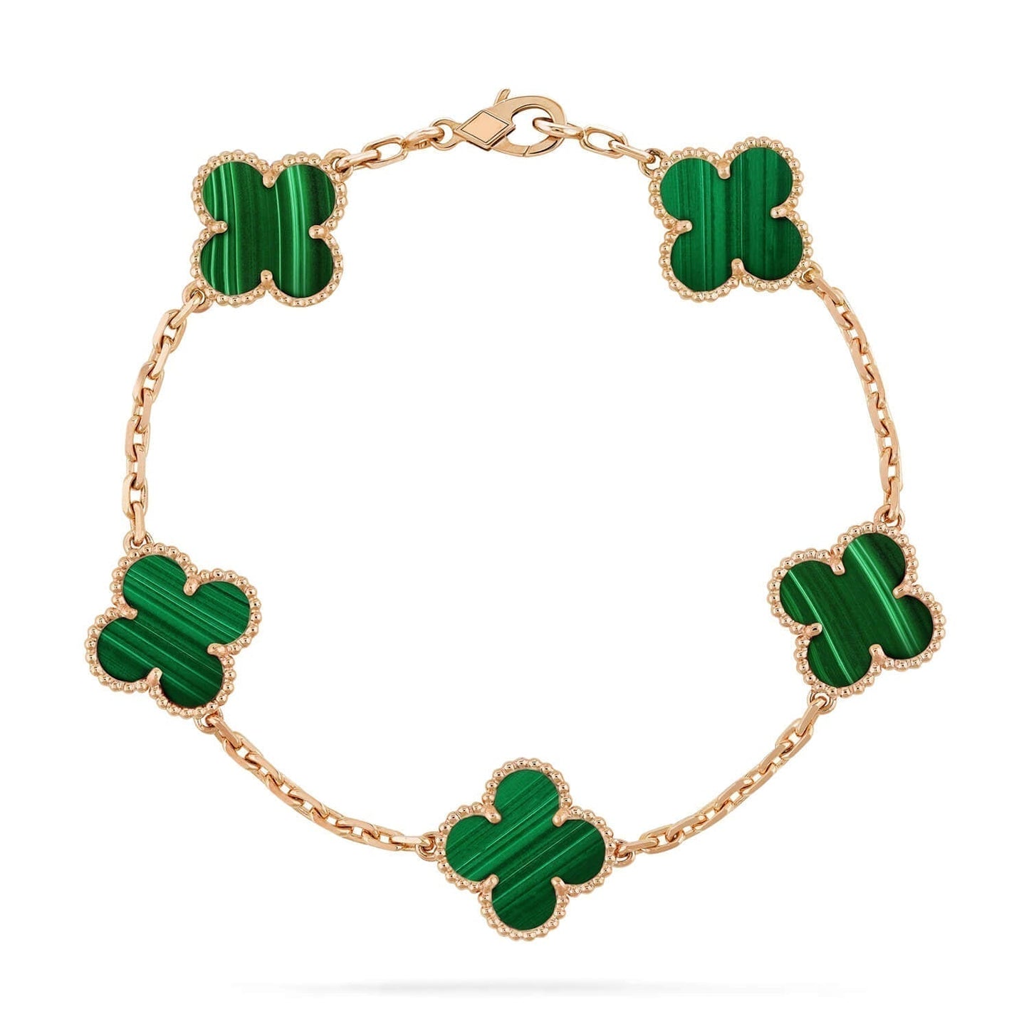 [Kismet Jewels ]CLOVER 5 MOTIFS MALACHITE BRACELET