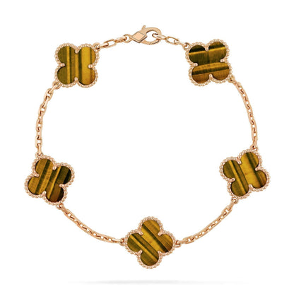 [Kismet Jewels ]CLOVER  5 MOTIFS TIGER EYE BRACELET