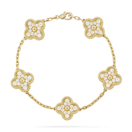 [Kismet Jewels ]CLOVER 5 MOTIFS  FULL DIAMOND BRACELET