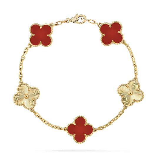 [Kismet Jewels ]CLOVER  5 MOTIFS CARNELIAN GOLD BRACELET