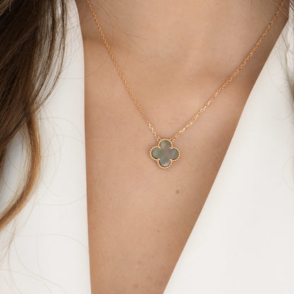 [Kismet Jewels ]CLOVER 15MM  GRAY MOTHER OF PEARL NECKLACE