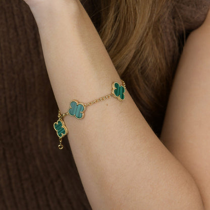[Kismet Jewels ]CLOVER 5 MOTIFS MALACHITE BRACELET