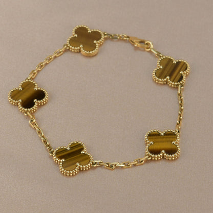 [Kismet Jewels ]CLOVER  5 MOTIFS TIGER EYE BRACELET