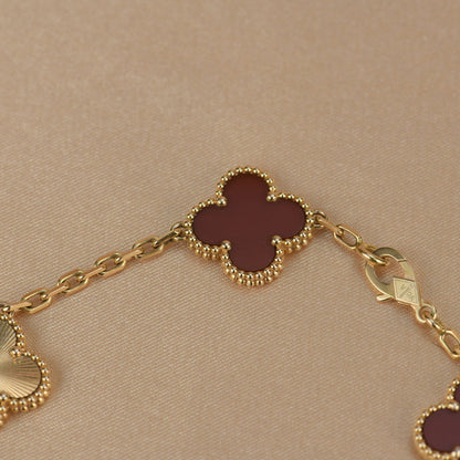 [Kismet Jewels ]CLOVER  5 MOTIFS CARNELIAN GOLD BRACELET