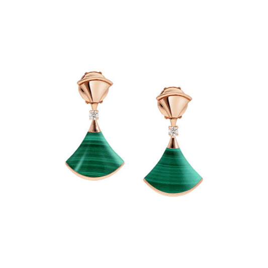[Kismet Jewels ]DREAM MALACHITE PINK GOLD EARRINGS